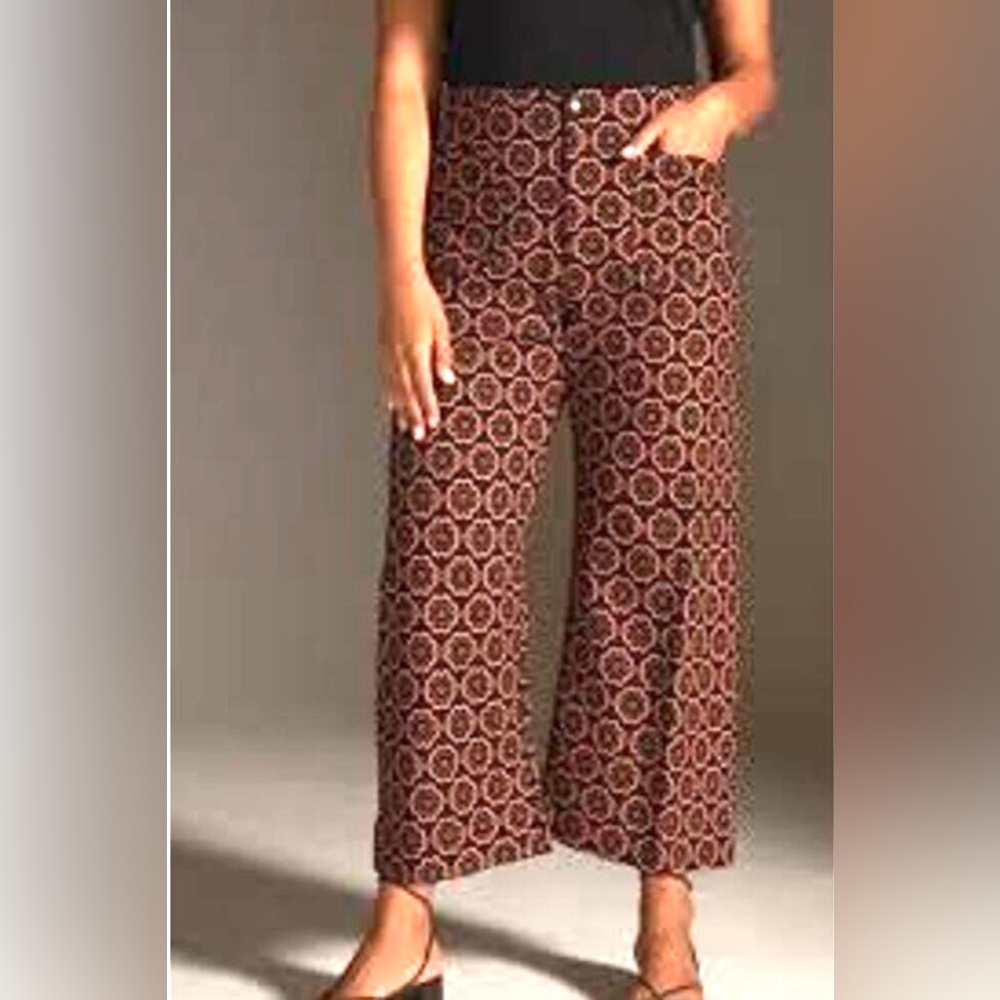 Maeve Anthropologie The Colette Crop Wide Leg Scuba Pant Size 29